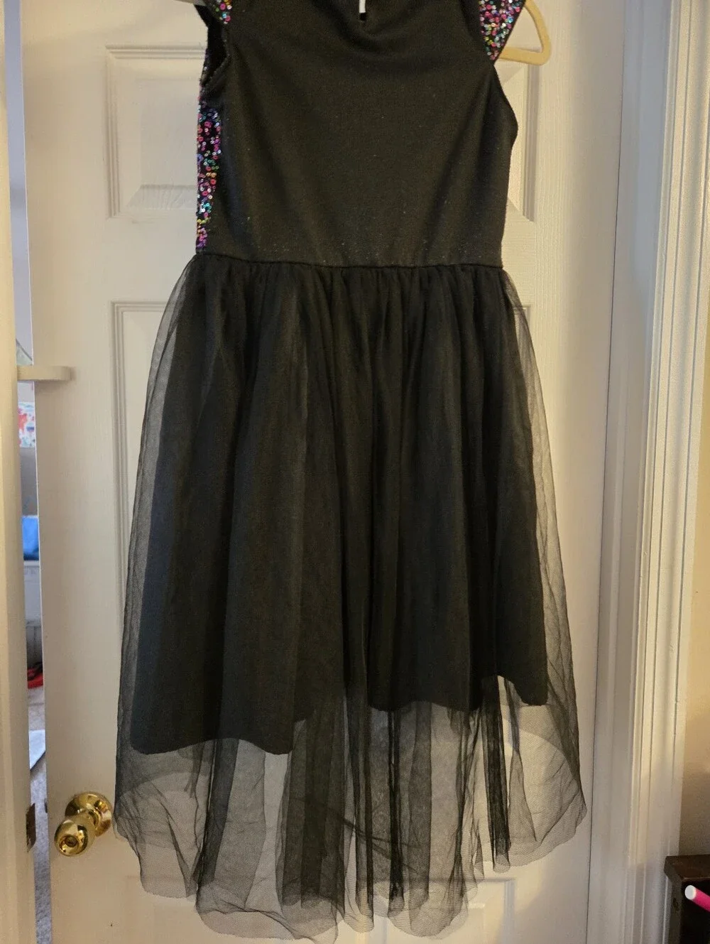 Cat & jack black & colorful sequin dress xl 14/16 sleeveless tulle